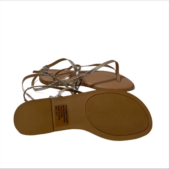 Torrid Gladiator Metallic Gold Ankle Strap Snakeskin Sandal - Picture 5 of 8